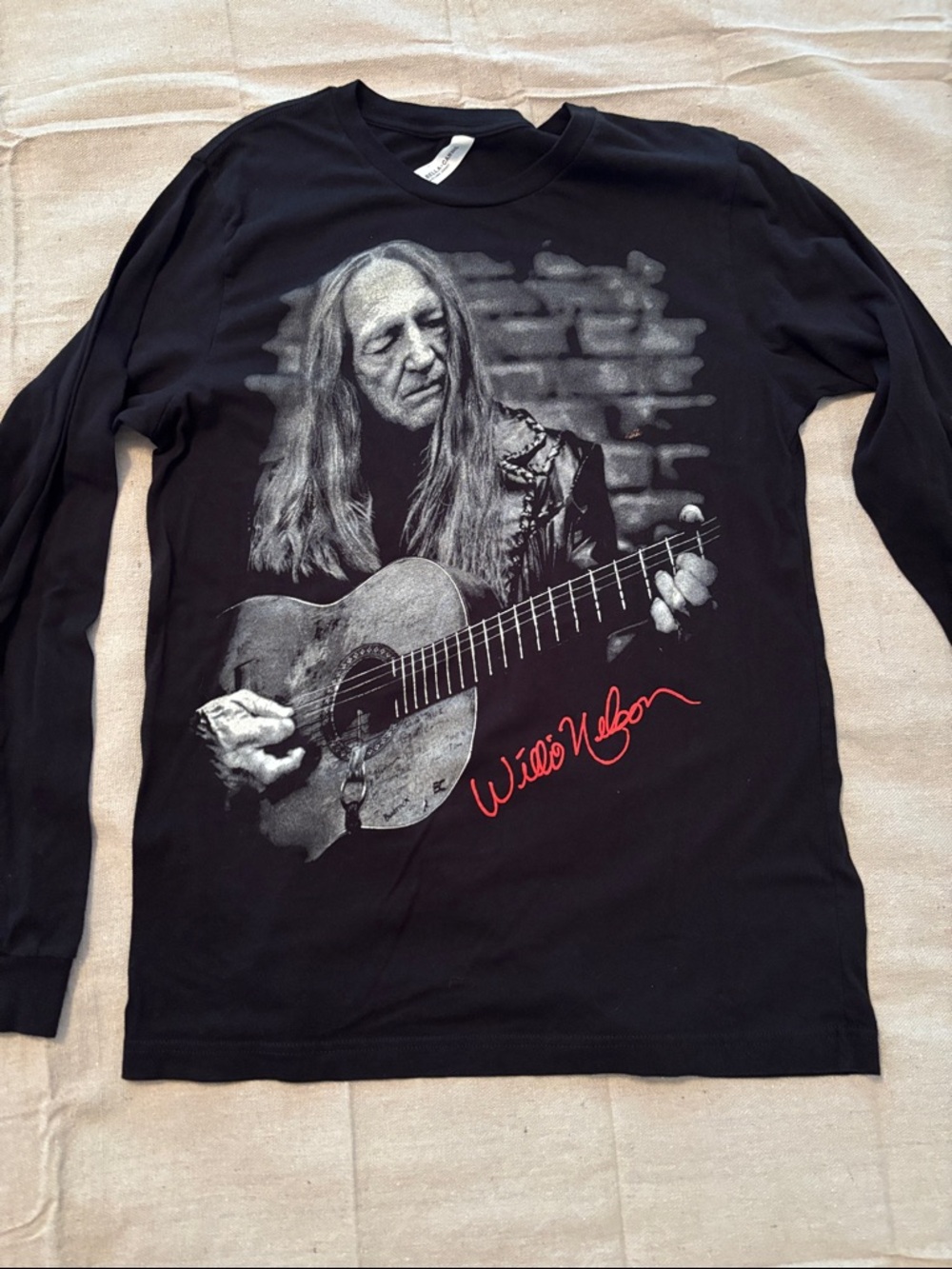 Black Long-Sleeve Graphic Willie Nelson Men's Shirt L